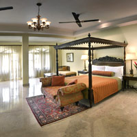 Lalit Goa is a stylish address with marble floors and four-poster beds