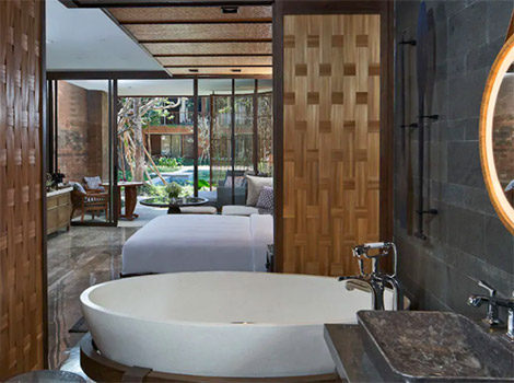 Andaz Bali rooms feature open plans rich in texture
