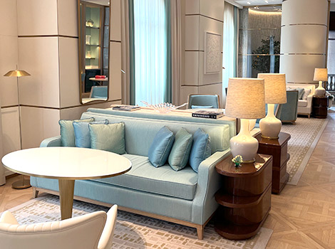 An elegant Salon is the focal point at Langham Place Hong Kong with its unique French accents by Pierre-Yves Rochon