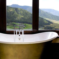 Local design and soaks with a view at Gangtey Goenpa Lodge, Bhutan