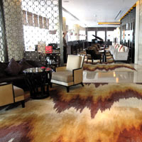 Top Chengdu business hotels reviewed, Ritz-Carlton's textured lobby carpet - photo by Vijay Verghese