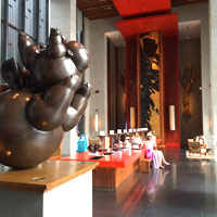 Sanya luxury hotels, Park Hyatt's playful lobby features bronze cherubs