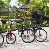 Family friendly resorts, bikes at Zuri Kumarakom, Kerala, India