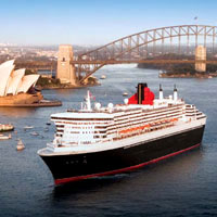 Asia cruises, QE2 at Sydney