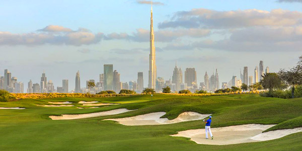Best Asian golf courses, Dubai Hills with its spectacular skyscraper backdrop