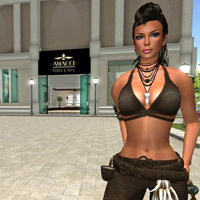 Second Life shopping for the latest in women's fashions and hair-dos