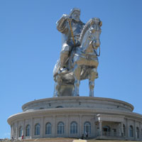 Sightseeing along Trans Siberian Railway line, giant statue of Genghis Khan