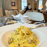 Lunchtime Carbonara at the Lanson Place Salon