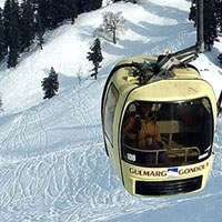 Gondola ride up Gulmarg slopes