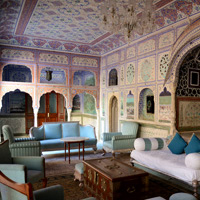 Rajasthan guide to palace hotels, Samode Palace frescoes