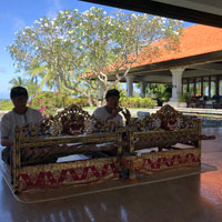 Bali beach wedding, Grand Hyatt Bali gamelan players