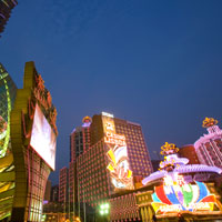 Macau casino hotels light up the night