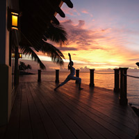 Yoga stretch at Shangri-La's Tanjung Aru Resort & Spa