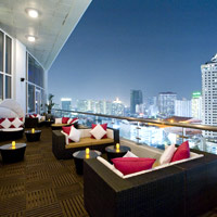 Bangkok business hotels, Centara Grand at CentralWorld, Globe lounge city views
