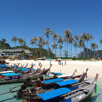 Krabi child-friendly resorts, Sheraton beachfront long-tail boats