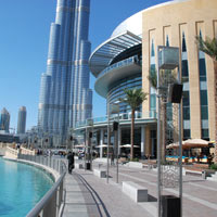 Dubai fun guide and shopping, Dubai Mall with Burj Khalifa tower in the background