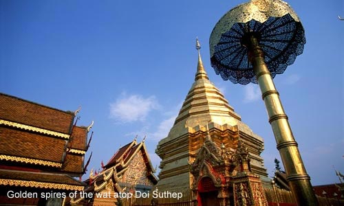 Golden spires of the wat atop Doi Suthep / photo: Vijay Verghese