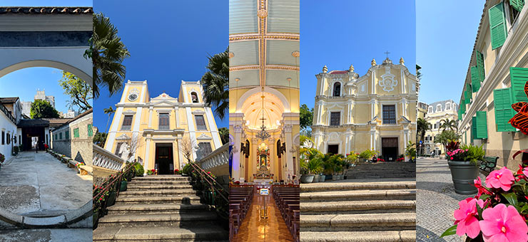 Historic walks in Macau tracing ancient churches, gardens, forts and beautiful town squares like Largo de Santo Agostinho (far right)