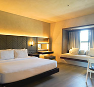 A spacious Junior Suite at Amorita Puerto Princesa is zen and minimal but with lots of style