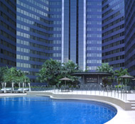 A sunny alfresco pool is on hand for an afternoon's stretch