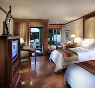 Luxury rooms work well for families as well as conferencers at this top Phuket child friendly hotel