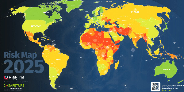 World travel risk map 2025