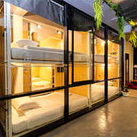 Top capsule hotels in Bangkok, Khaosan Social is hugely popular