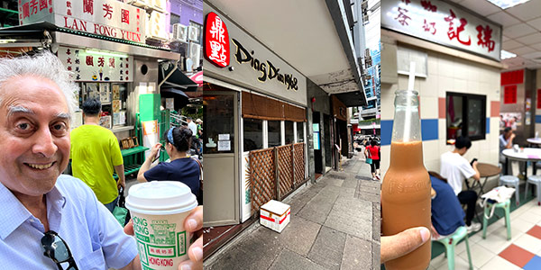 Lan Fong Yuen (far left) at 2 Gage Street, Central, says it is the original HK milk tea place since 1952