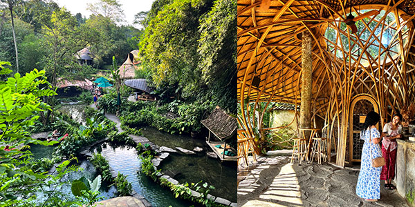 Bali resorts sustainable stays review - Bambu Indah near Ubud is riverside fantasy with a low carbon footprint