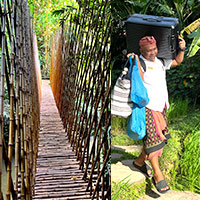 Bambu Indah utilises a few bamboo suspension bridges