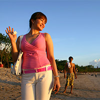 Bali best sunsets at Kuta Beach with bars and music alongside