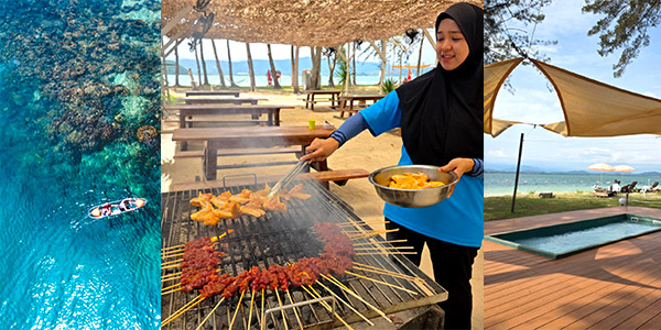At this sustainable Sabah hideaway, enjoy freshly grilled satay, cool your kids at a small wading pool, or snorkel off the reef