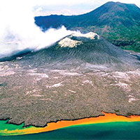 Milne Bay tours to volcanoes and orange seas