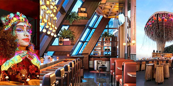 The striking face at the Mexican Tulum contrasts with the LED lights at Tichuca and the sedate Lennon's bar at Rosewood Bangkok